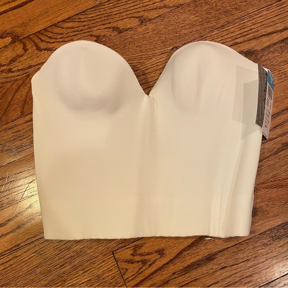 Carnival Invisible Plunge Longline Bra Ivory White Size 36 B - Picture 2 of 5
